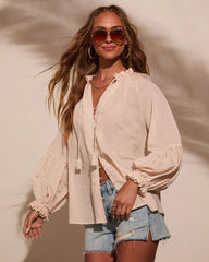 Armen Tassel Tie Peasant Top