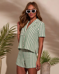 Fresh Feels Striped Collared Button Down Top