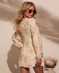Flora Lane Linen Floral Mini Dress