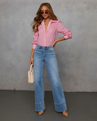 Cellia Striped Button Down Top