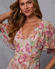 Dahlia Dreams Draped Floral Maxi Dress