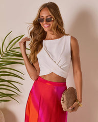 Christien Surplice Hem Crop Top