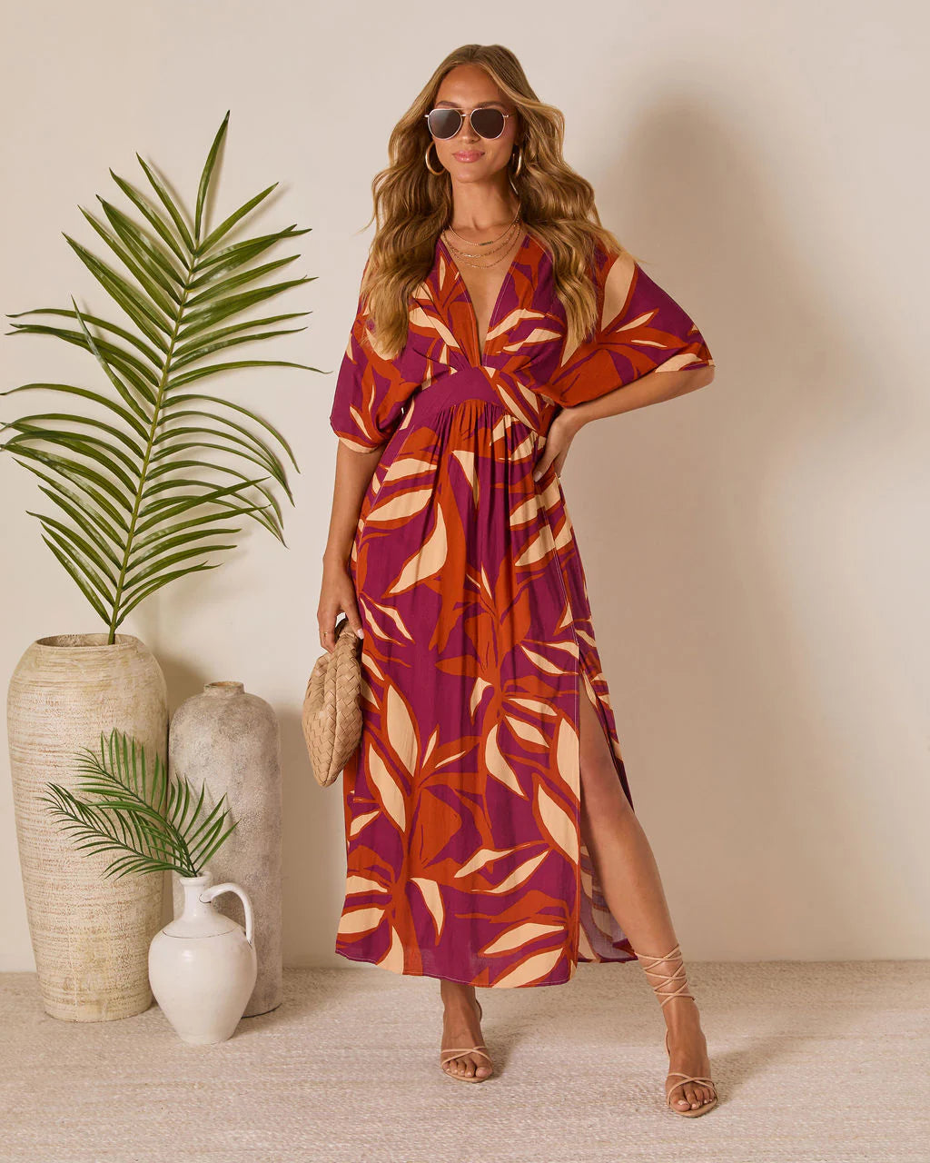 Erin Printed Kimono Sleeve Maxi Dress