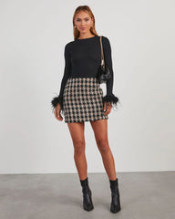 Felicity Long Sleeve Feather Trim Knit Top