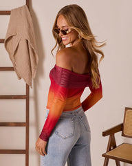 First Kiss Off The Shoulder Ombre Top
