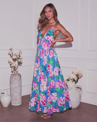 Flower Fancies Plunging Floral Maxi Dress