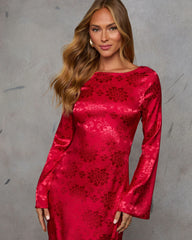 Falling In You Satin Jacquard Maxi Dress