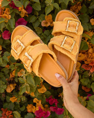 Ceren Fuzzy Trim Buckle Sandals