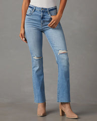 Auggie Super Stretch High Rise Distressed Flare Jeans
