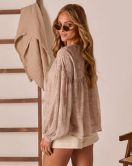 Eminah Front Tie Peasant Top