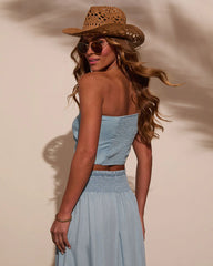 Briena Chambray One Shoulder Crop Top