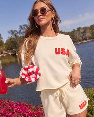 American Belle Relaxed USA Embroidered Top