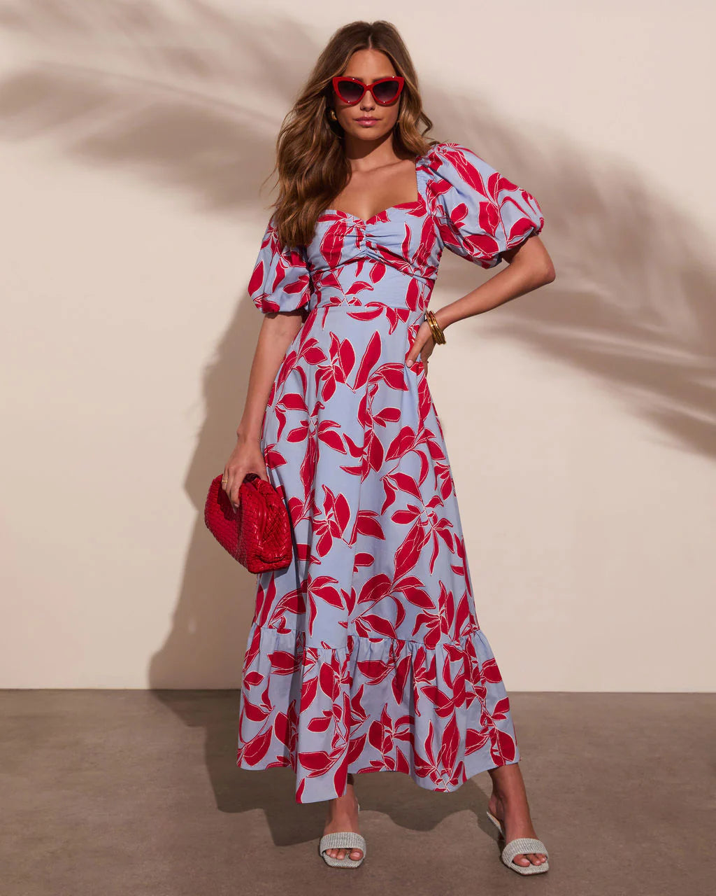 Elisson Floral Puff Sleeve Maxi Dress
